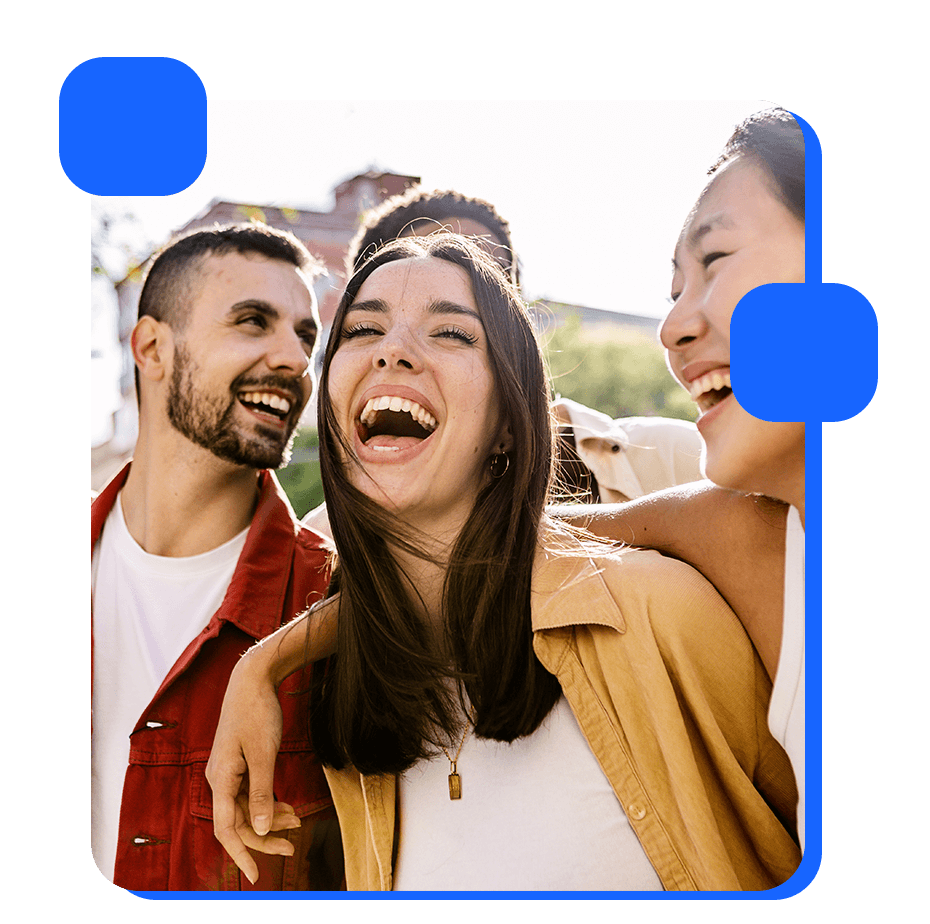 A group of friends laughing, representing how you can reach with a marketing list.