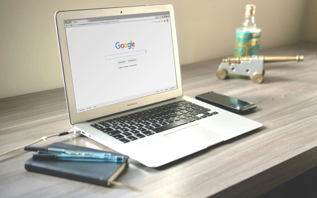 A laptop with Google on the screen, representing Google Customer Match