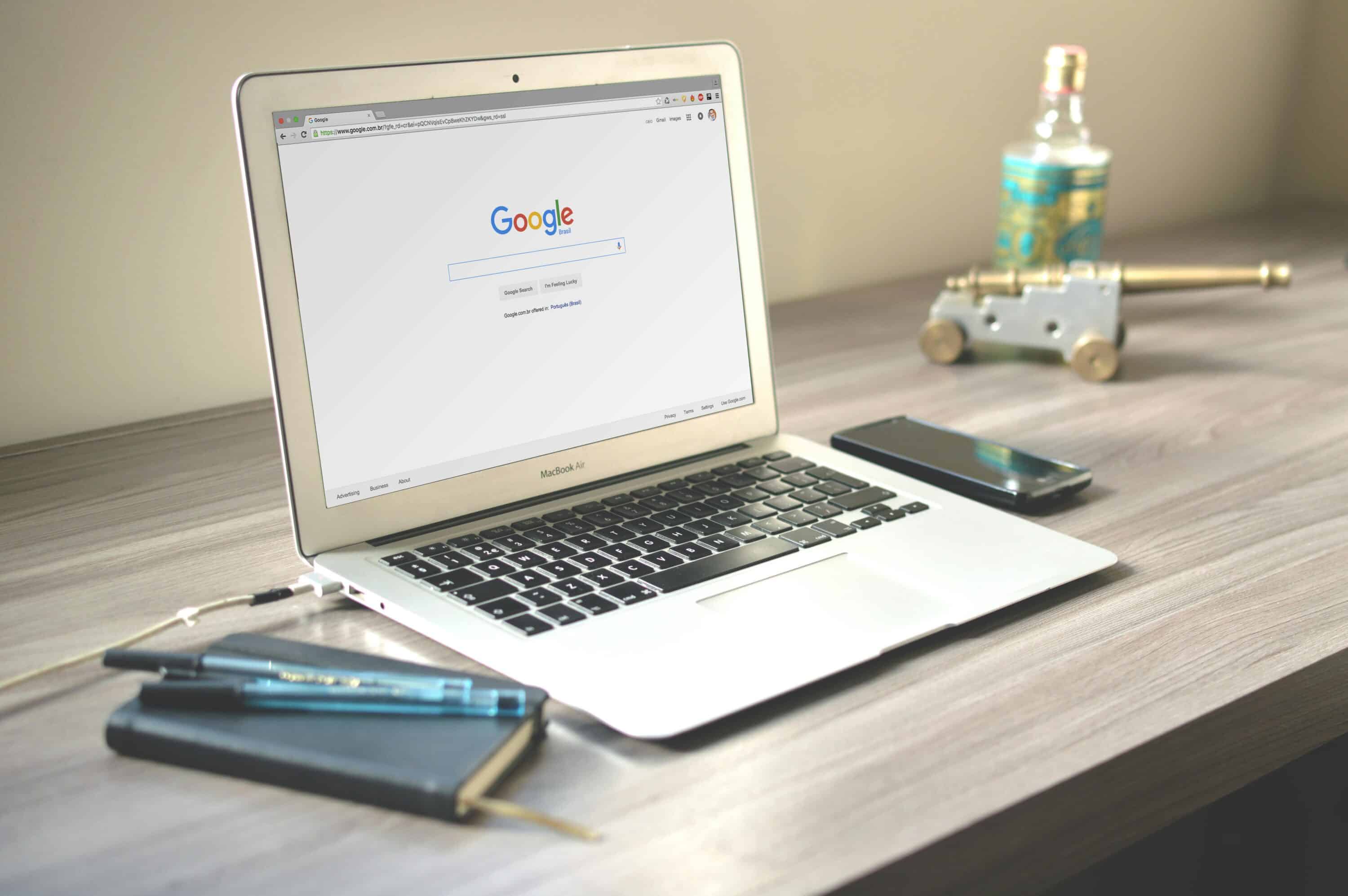 A laptop with Google on the screen, representing Google Customer Match