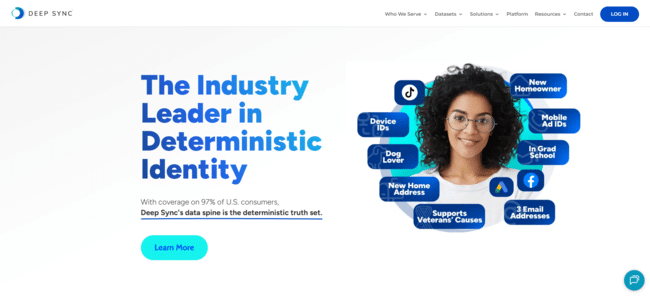 The homepage for Deep Sync, a leading provider of data enrichment services.